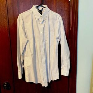 JoS. A Banks White Travelers Collared Grid Dress Shirt